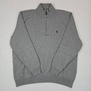 Polo Ralph Lauren 2XLT Quarter Zip Sweater Gray Cotton Estate Rib Big & Tall